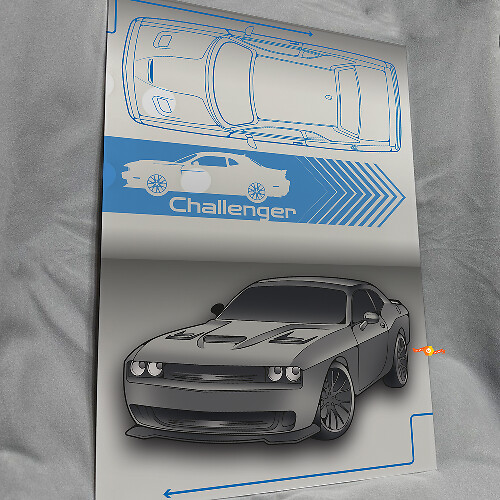 Pannello decorativo da parete da garage in acrilico lucido Custom Challenger per appassionati di Dodge Challenger