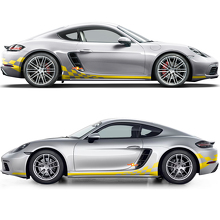 Adesivo Grafico Strisce Laterali Bandiera a Scacchi per Soglia Porsche 718 Cayman 3