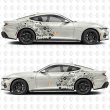 Adesivi in Vinile per Porte Laterali e Parafanghi Posteriori Stile Graffiti Urbani per Ford Mustang 2