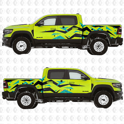 Kit di adesivi laterali in vinile con grafica astratta geometrica per Dodge RAM 1500 TRX