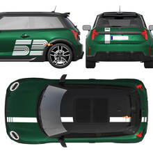 52 Victory Edition Logo Strisce Grafiche da Corsa Adesivo in Vinile per Porta Laterale Mini Cooper S 3