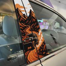 Adesivo in vinile per porte con colonna a tema montagna, polvere e sentiero off-road 2