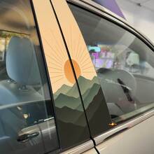 Adesivo in Vinile Porte Montante Toni Vintage Smorzati Alba sopra la Cresta della Montagna 2