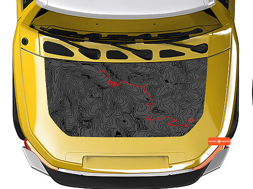 Adesivo in Vinile con Mappa Topografica Off Road per Cofano Toyota FJ Cruiser
