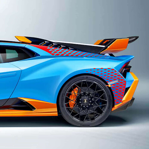 Kit decal in vinile per parafango posteriore da corsa a scacchiera per Lamborghini Huracan STO
