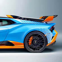 Adesivo in Vinile con Grafiche a Scacchi per Parafango Laterale Posteriore Racing per Lamborghini Huracan STO 2