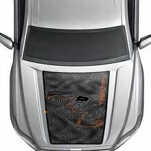 Adesivo in Vinile per Cofano Blackout Mappa Topografica Avventura TRD 4x4 Off Road per Toyota Tacoma 2024 e oltre 2