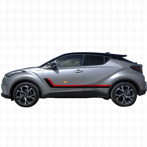 Adesivi Vinile Strisce Gemelle Lato Porta Decalcomania Per Toyota C-HR 2014