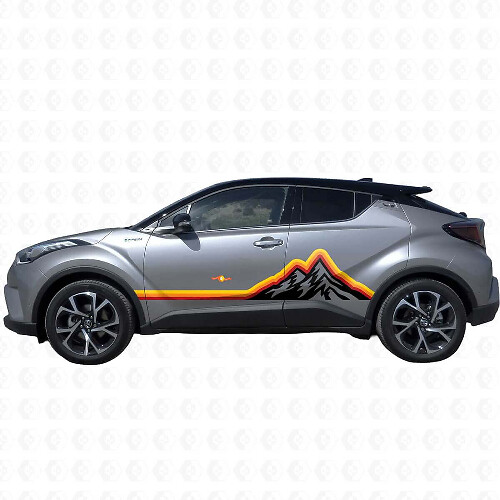 Adesivi in Vinile con Strisce Laterali Stile Vintage Montagne per Toyota C-HR 2014