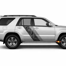 Adesivi Laterali in Vinile a Doppie Strisce Stile Mappa Topografica per Toyota 4Runner 2002-2009 3