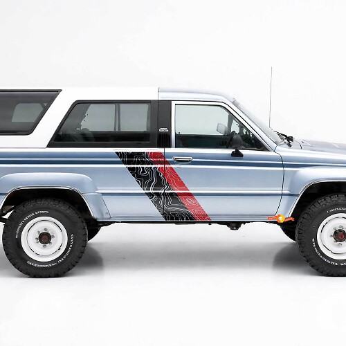 Adesivi laterali a strisce doppie stile mappa topografica in vinile per Toyota 4Runner 1984-1989