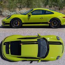 Kit di adesivi in vinile con doppie strisce da corsa laterali, cofano, tetto e baule per Porsche 718 Cayman Boxster 3