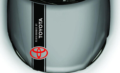 Adesivo in vinile a striscia sul cofano Performance by Toyota per auto Toyota