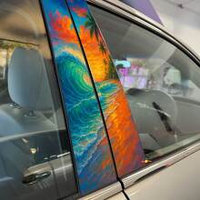 Adesivo in Vinile per Porte a Montante Stile Onde Marine 2