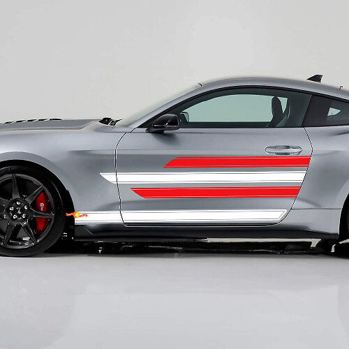 Kit Adesivi Vinile Soglia Porte con Strisce Lisce e Marcate per Musclecar Shelby Super Snake
