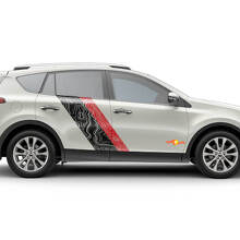 Adesivi Vinile Strisce Laterali Stile Mappa Topografica per Porte per Toyota RAV4 2013-2018 3