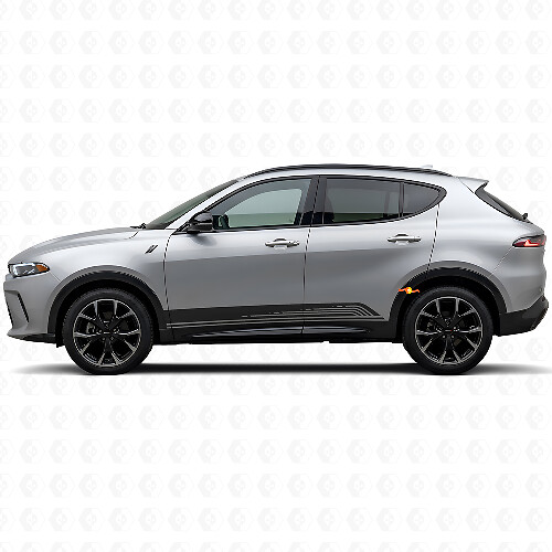 Adesivo Vinile Grafico per Porta con Minigonne a Strisce Curvate per Dodge Hornet 2023+ 1
