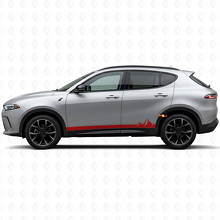 Adesivo in vinile a strisce sottili con montagna per pannello sottoporta Dodge Hornet 2023+ 3