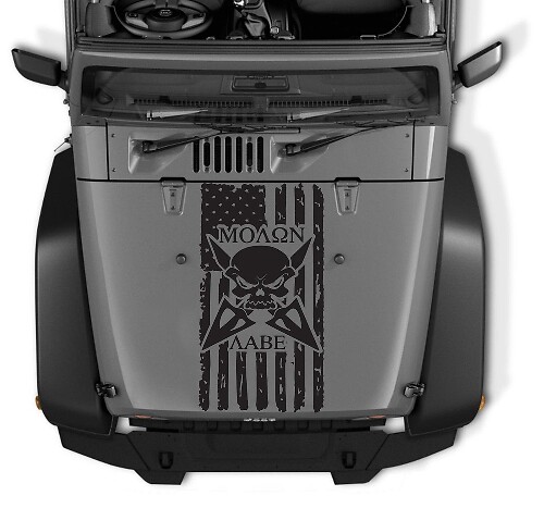 Adesivo in Vinile con Teschio e Bandiera Americana Usurata Molon Labe per Jeep Wrangler