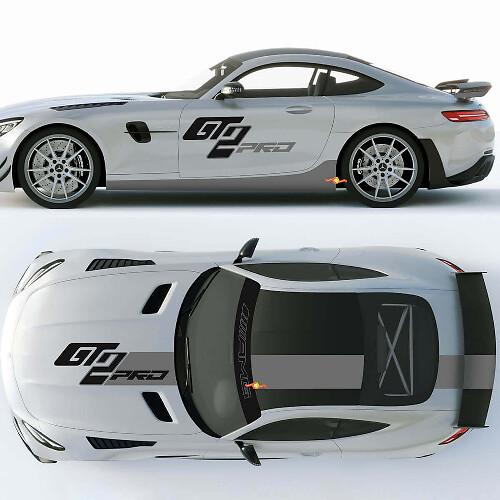 Kit di decalcomanie in vinile Racing GT2 Pro per cofano laterale, tetto e bagagliaio per Mercedes AMG GT