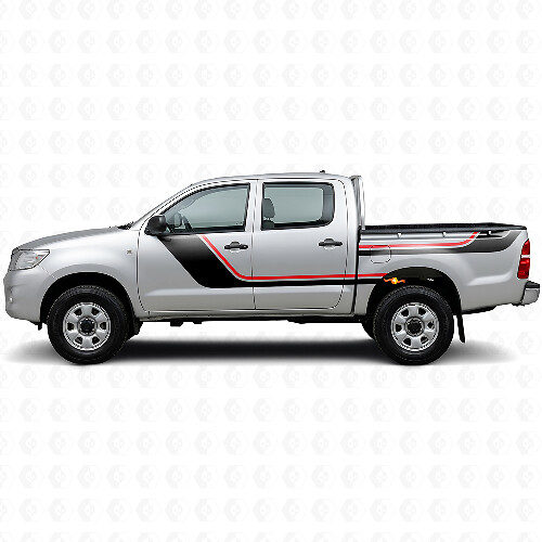 Kit di Adesivi Vinile a Due Strisce per Portiere e Laterale Posteriore per Toyota Hilux 2004-2015 1
