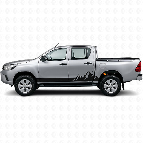 Adesivo in vinile a strisce sottili con montagne per battitacco Toyota Hilux 2015+ 1