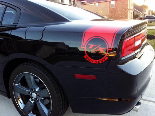 Testo Personalizzato T/X 345 Cerchio Striscia Parafango Posteriore Adesivo Vinilico per Bagagliaio Dodge Charger 2011-2014