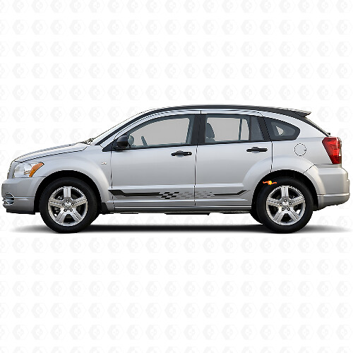 Adesivo in Vinile con Strisce Laterali a Scacchi per Dodge Caliber 2007-2012 1