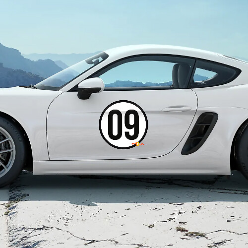 Kit di Adesivi in Vinile Numero Laterale Porta Design Heritage per Porsche 718 Cayman