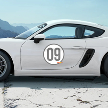 Kit di Adesivi in Vinile Numero Laterale Porta Design Heritage per Porsche 718 Cayman 2