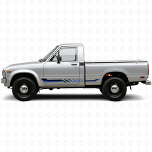 Adesivo in Vinile con Strisce Laterali a Scacchi per Toyota Hilux 1978-1983_2