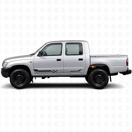 Adesivo in Vinile con Strisce Laterali a Bandiera a Scacchi per Toyota Hilux 1997-2004_1