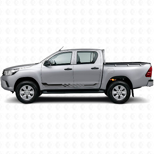 Adesivo in Vinile con Strisce Laterali a Bandiera a Scacchi per Toyota Hilux 2015+_1