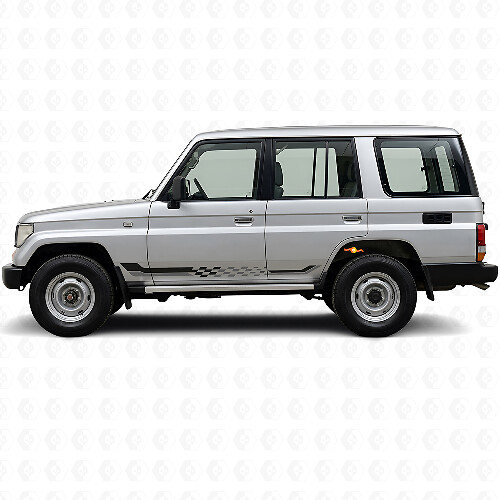 Adesivo in vinile con strisce laterali a bandiera a scacchi per Toyota Land Cruiser Prado 1990-1996_1
