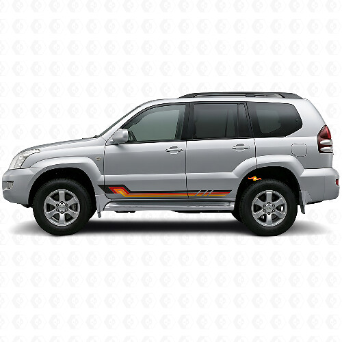Adesivo Vinilato Strisce Laterali Stile Vintage per Toyota Land Cruiser Prado 2002-2009_1