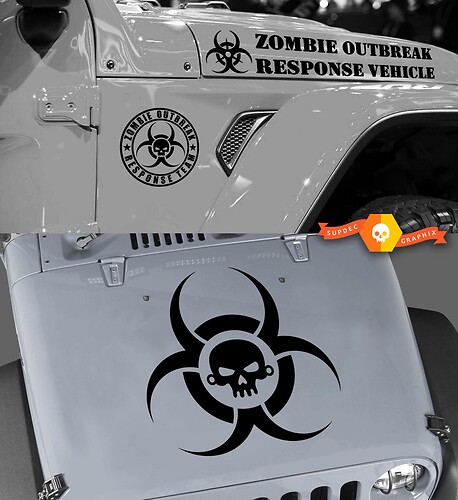 Jeep Rubicon Wrangler Zombie Outbreak Response Team Wrangler adesivo decalcomania KIT COMPLETO
