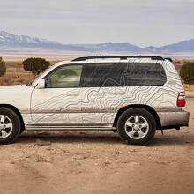 Adesivo in vinile con strisce laterali in stile topografico per Toyota Land Cruiser 100 2