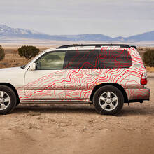 Adesivo in vinile con strisce laterali in stile topografico per Toyota Land Cruiser 100 3