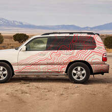Adesivo in Vinile a Strisce Laterali Stile Topografico per Toyota Land Cruiser 100_3