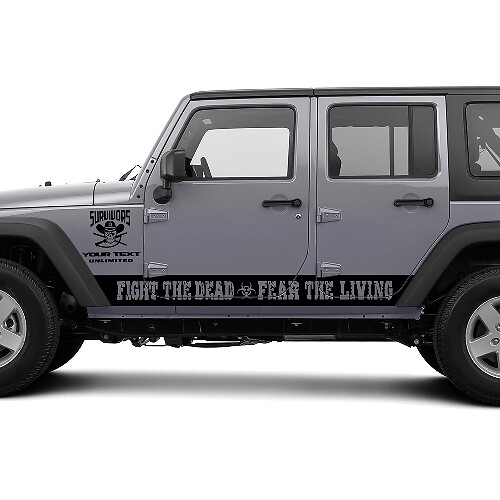 Fight The Dead Fear The Living Strisce Laterali Adesive in Vinile per Jeep Wrangler Rubicon