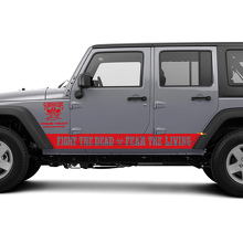 Fight The Dead Fear The Living Strisce Laterali Adesive in Vinile per Jeep Wrangler Rubicon 3