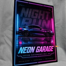 Pannello Artistico da Parete in Acrilico Lucido Performance Neon Garage 3
