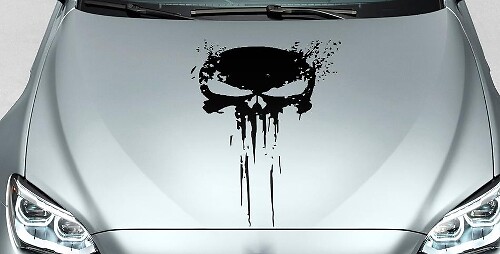 PUNISHER teschio Distressed blood hood lato adesivo decalcomania in vinile per pista auto suv #33