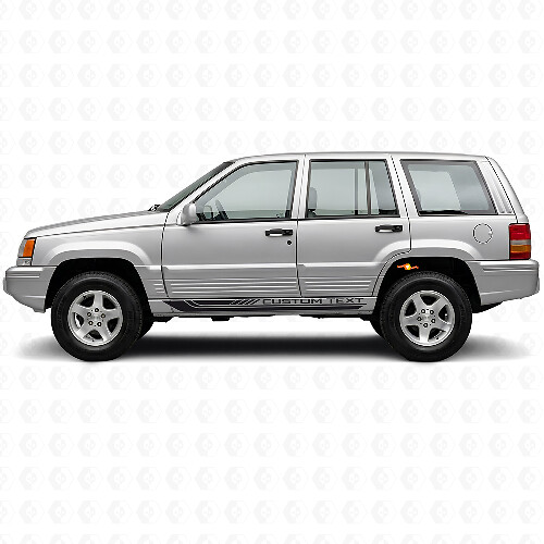 Adesivo Vinilico con Strisce Laterali Curve a Scacchi per Jeep Grand Cherokee 1993-1998