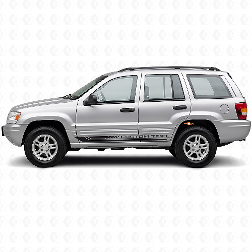 Adesivo in Vinile con Strisce Laterali Curvate a Scacchi per Jeep Grand Cherokee 1999-2004