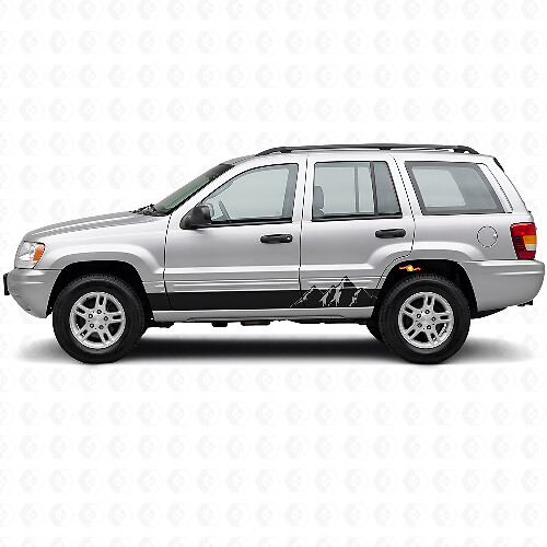 Adesivo laterale in vinile con larghe strisce a montagne per Jeep Grand Cherokee 1999-2004_1