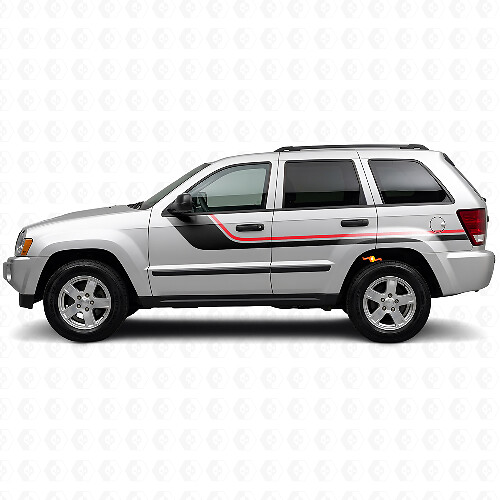 Adesivo Vinile Laterale a Doppia Striscia per Jeep Grand Cherokee 2005-2010