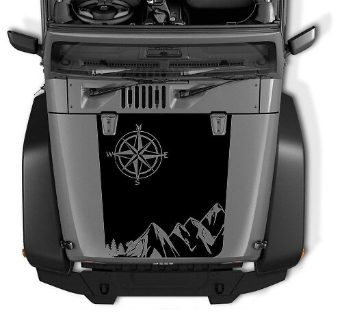 Adesivo in Vinile per Cofano Stile Montagna Compass per Jeep Wrangler