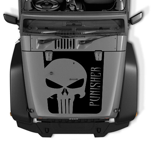 Adesivo in vinile con teschio Punisher per Jeep Wrangler
