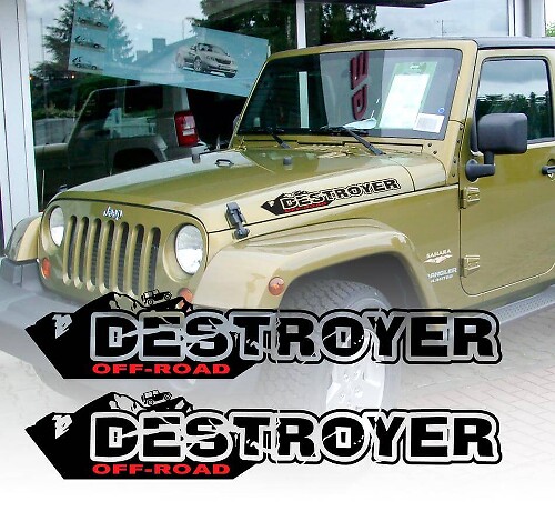 Set di Adesivi Vinile Laterali Cappuccio Destroyer Off-Road per Jeep Wrangler